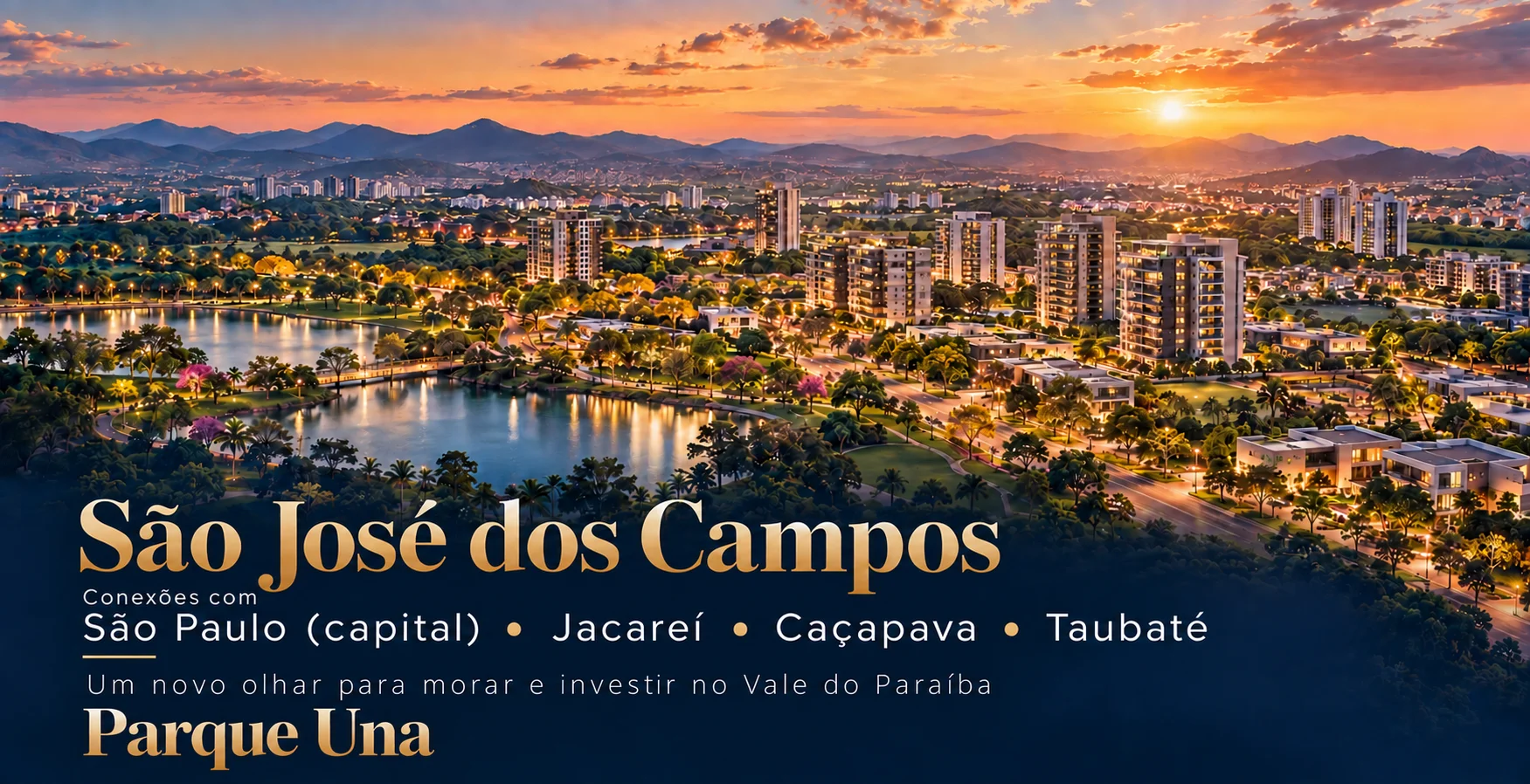 São José dos Campos — conexões com São Paulo, Jacareí, Caçapava e Taubaté; Parque Una